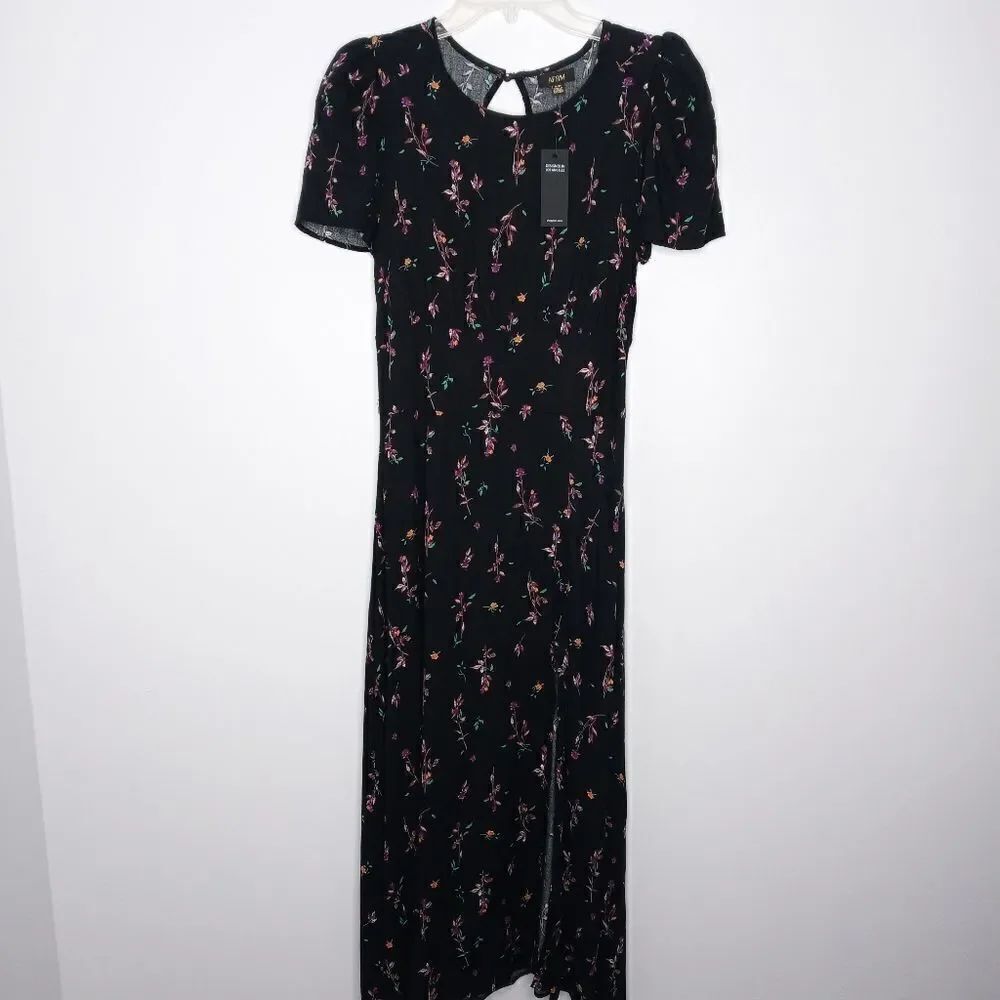 AFRM black floral maxi dress size medium